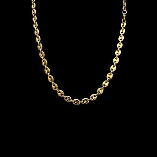 WLHLFL Collar Cadenas de Granos de café Collares Acero Inoxidable 8Mm Cadenas de Nariz de Cerdo Pulseras Joyas Punk Hip Hop Collar Hecho a Mano Conjunto para Mujeres Hombres Regalo