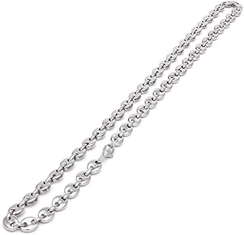 WLHLFL Collar Cadenas de Granos de café Collares Acero Inoxidable 8Mm Cadenas de Nariz de Cerdo Pulseras Joyas Punk Hip Hop Collar Hecho a Mano Conjunto para Mujeres Hombres Regalo