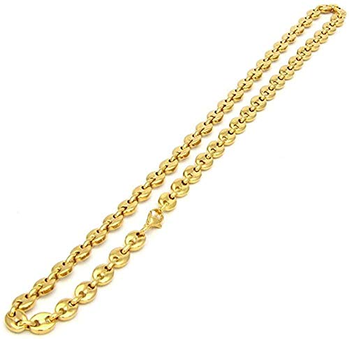 WLHLFL Collar Cadenas de Granos de café Collares Acero Inoxidable 8Mm Cadenas de Nariz de Cerdo Pulseras Joyas Punk Hip Hop Collar Hecho a Mano Conjunto para Mujeres Hombres Regalo