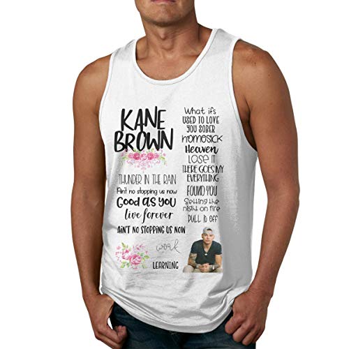 WLQP Camiseta sin Mangas para Hombre Kane Brown Man Workout Fitness Casual Tank Tops Sleeveless Shirt
