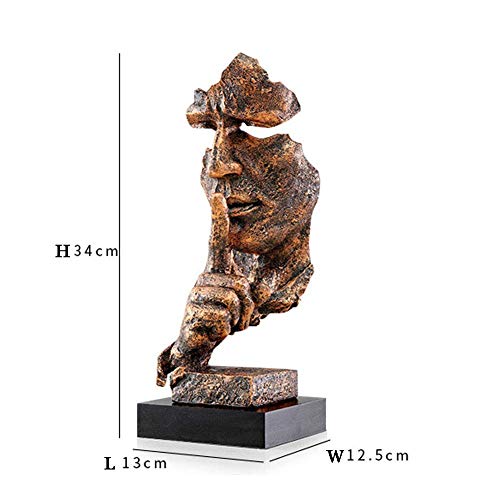 WLVG El Silencio es Estatua de Oro, Escultura Abstracta de Resina Creativa, estatuilla de Arte Moderno para Oficina, decoración del hogar Plateado 13 * 12,5 * 34 cm