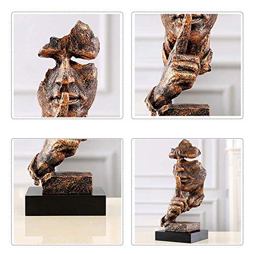 WLVG El Silencio es Estatua de Oro, Escultura Abstracta de Resina Creativa, estatuilla de Arte Moderno para Oficina, decoración del hogar Plateado 13 * 12,5 * 34 cm