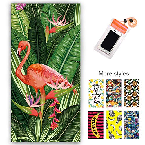 WLZP Toalla de Playa, 100% algodón Absorbente Manta de Playa - 75 x 150CM, Compacto, Resistente a la Arena. La Mejor Toalla Ligera para Nadar, Deportes, Viajes, Playa e- Regalos Funda Impermeable