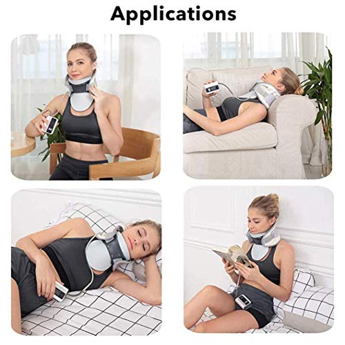WOFEI Dispositivo de tracción del Cuello Cervical Inflable y Cuello ortopédico Dolor de Cuello Ortésicos Brackets Soporte Suave Ajustable Collar Cervical para Oficina,For More Than 80 kg