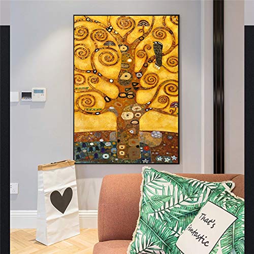 wojinbao Resumen de Lienzo de Arte de paredGustav Klimt Tree of Life Arte de la Pared Impresiones de la Lona Life Tree Famous ng Replica Gustav Klimt Canvas ng For Living Room