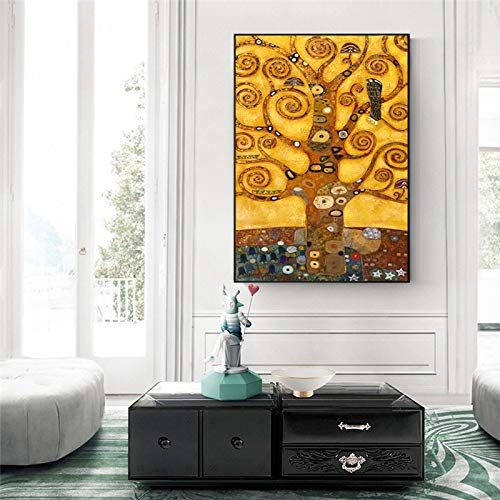 wojinbao Resumen de Lienzo de Arte de paredGustav Klimt Tree of Life Arte de la Pared Impresiones de la Lona Life Tree Famous ng Replica Gustav Klimt Canvas ng For Living Room