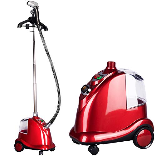 WOLTU Plancha de Vapor Vertical Altura Ajustable Profesional Plancha Ropa Vapor de 2200W, 3L Continuo de Alta Potencia Plástico con Cepillo y Perchas Rojo DG004rt