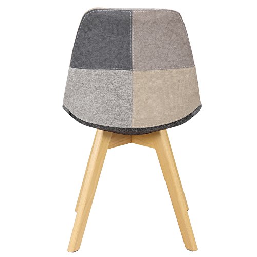 WOLTU Silla Patchwork Silla de Comedor Nórdica Pata de Madera Maciza con Respaldo Pack de 2 Silla Multicolor Silla de Cocina Silla Colores