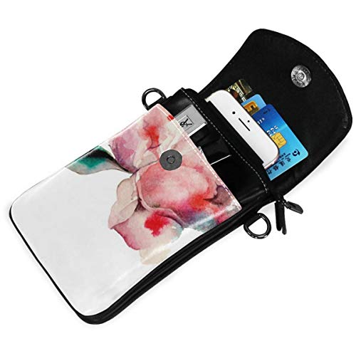Women Small Cell Phone Purse Crossbody,Hand Drawn Watercolor Peonies Realistic Flower In Warm Color Palette Nature