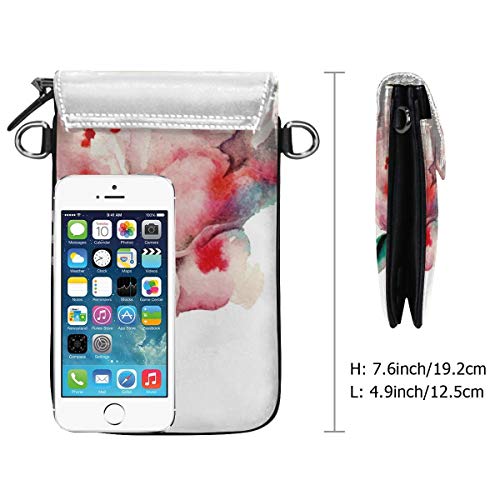 Women Small Cell Phone Purse Crossbody,Hand Drawn Watercolor Peonies Realistic Flower In Warm Color Palette Nature