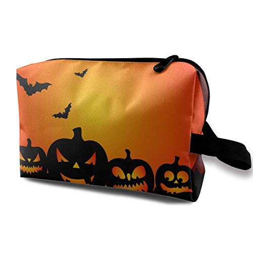 Women's Halloween Bats Pumpkin Patterns Travel Hanging Toiletry Bag Portable Travel Kit Shaving Bathroom Storage Bag Waterproof Cosmetic Organize