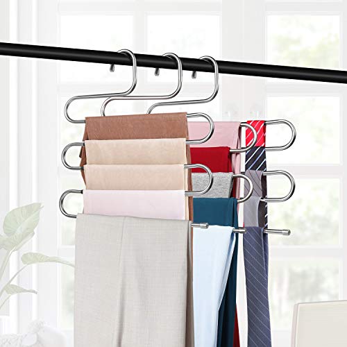 WOMGF Tipo S Perchas Pantalones Multiusos Percha Ahorro de Espacio Organizador de Armario Antideslizante Percha para Pantalones (3PCS)