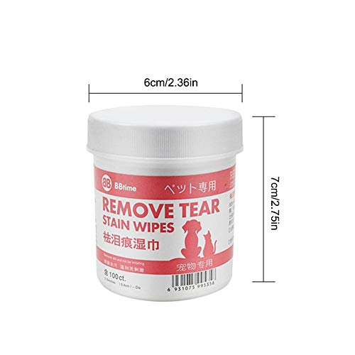 wonderday 100Pcs Mascotas Perros Gatos Limpiador de Manchas de lágrimas Toallitas No Tejidas Limpieza de Ojos para Mascotas Toallitas de Aseo Quitar Manchas de Piel Moco Saliva