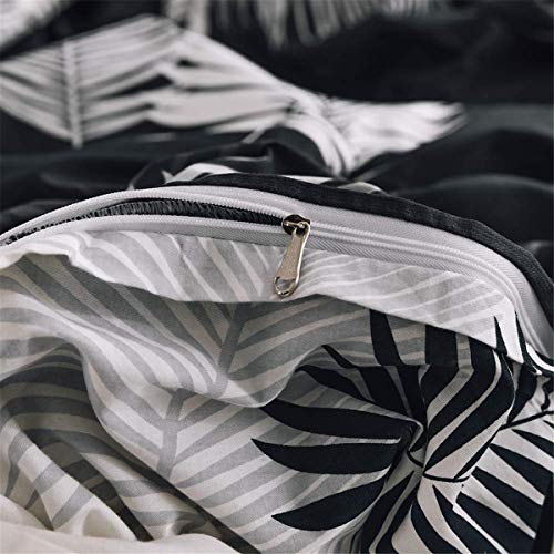 WONGS BEDDING King Size White Tropical Leaves Juego de Cama nórdico Funda nórdica con Cierre de Cremallera +2 Fundas de Almohada (100% súper Microfibra, King Size 220 × 230 cm)