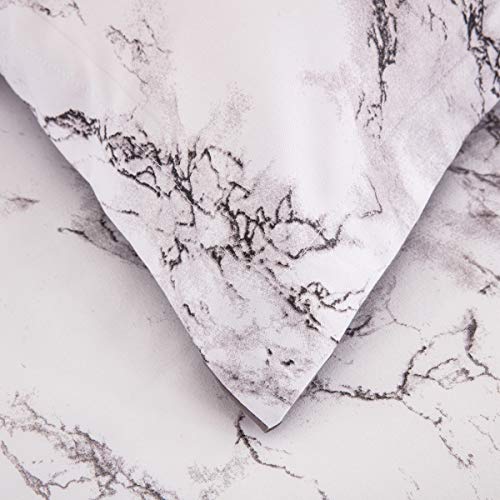 WONGS BEDDING Ropa de Cama de Mármol Blanco Funda Nórdica Grande 3 Piezas Moderno Reversible Gris Impreso Microfibra Edredón Ropa de Cama Conjunto Cierre de Cremallera 220x240 cm