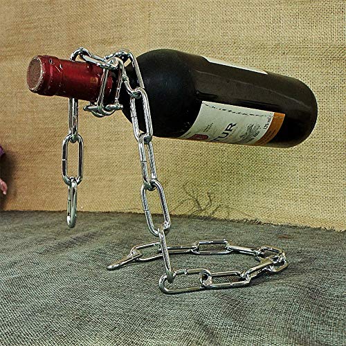 WONOOS Cadena galvanoplastia Crafts, Cuerda mágica Estante del Vino Sala de Estar, Dormitorio, Comedor Habitación Decoración para familias, hoteles, Clubes, Fiestas, Bares y como Regalos,Plata