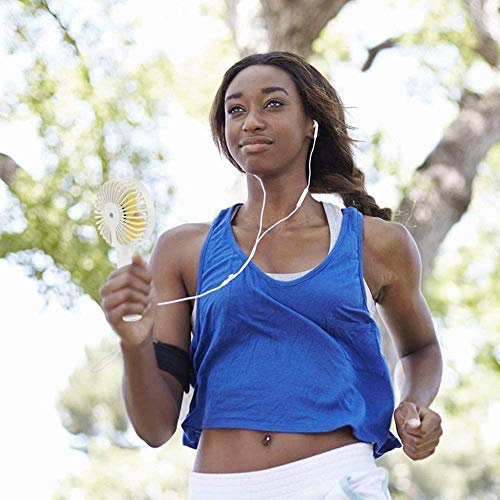 Woodtree Mini USB portátil Ventilador de Mano portátil de Escritorio del Ventilador Recargables ajustes del Ventilador silencioso con Espejo de Maquillaje magnética for el hogar, al Aire Libre,