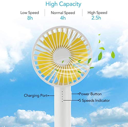 Woodtree Mini USB portátil Ventilador de Mano portátil de Escritorio del Ventilador Recargables ajustes del Ventilador silencioso con Espejo de Maquillaje magnética for el hogar, al Aire Libre,