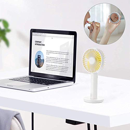 Woodtree Mini USB portátil Ventilador de Mano portátil de Escritorio del Ventilador Recargables ajustes del Ventilador silencioso con Espejo de Maquillaje magnética for el hogar, al Aire Libre,