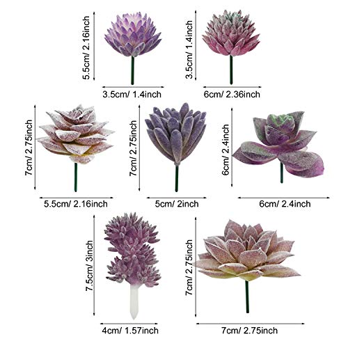 Woohome Suculentas Plantas Artificiales, 15 Pz Morado Suculentas Artificiales Plantas Decorativas Artificiales Surtidas Suculentas para Balcon Escritorio Oficina Decoración