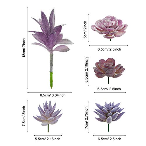 Woohome Suculentas Plantas Artificiales, 15 Pz Morado Suculentas Artificiales Plantas Decorativas Artificiales Surtidas Suculentas para Balcon Escritorio Oficina Decoración