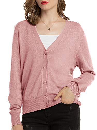 Woolen Bloom Cárdigan Mujeres Chaqueta de Punto Básico de Manga Larga con Botones Rebecas Camisetas de Fiesta Blusas Largas Chal Flojo Elegante