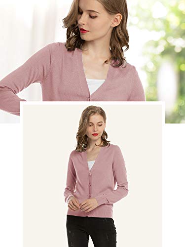 Woolen Bloom Cárdigan Mujeres Chaqueta de Punto Básico de Manga Larga con Botones Rebecas Camisetas de Fiesta Blusas Largas Chal Flojo Elegante