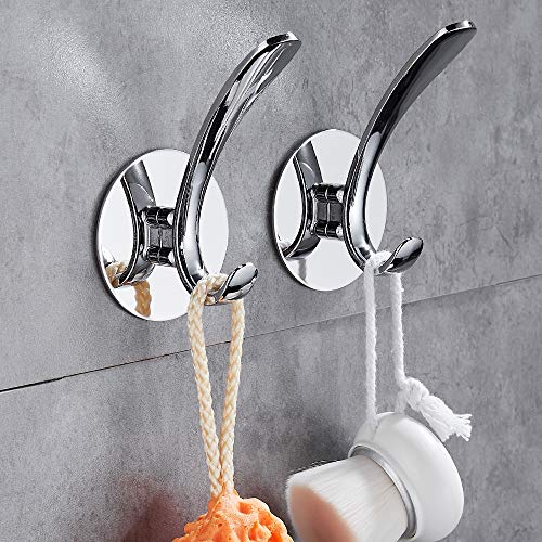 Wopeite Percha adhesiva para toallas y albornoces, Acero inoxidable, Instalación sin taladro, Organizador para baño y cocina, Toallero de gancho para puertas, Pack de 2