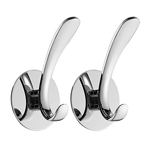 Wopeite Percha adhesiva para toallas y albornoces, Acero inoxidable, Instalación sin taladro, Organizador para baño y cocina, Toallero de gancho para puertas, Pack de 2