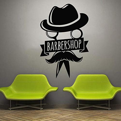 wopiaol Barbería Tatuajes de Pared Belleza Peluquería Ventana Vinilo Adhesivo Hombre Hombre Estilo de Peinado Barba de Pelo Barbería Decoración