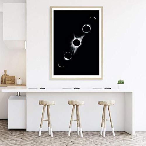 wopiaol Sin Marco Cuadros y Eclipse de Cuadros Decoracion en Blanco y Negro Carteles e Impresiones Lienzo Pintura Arte de la Pared Cuadros en la Pared Sala