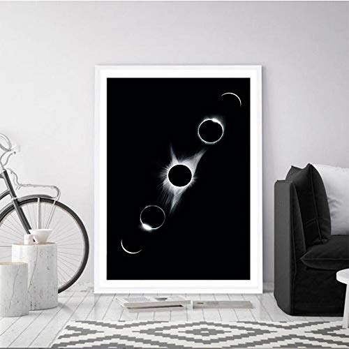 wopiaol Sin Marco Cuadros y Eclipse de Cuadros Decoracion en Blanco y Negro Carteles e Impresiones Lienzo Pintura Arte de la Pared Cuadros en la Pared Sala