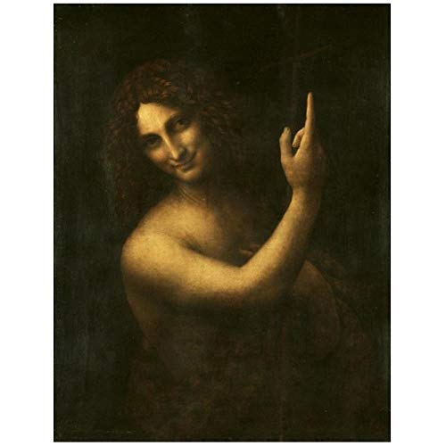 woplmh Pintura Famosa El Bautista San Juan de Leonardo da Vinci Carteles e Impresiones Arte de la Pared Pintura en Lienzo para la decoración del hogar de la Sala de estar-40x50cm sin Marco