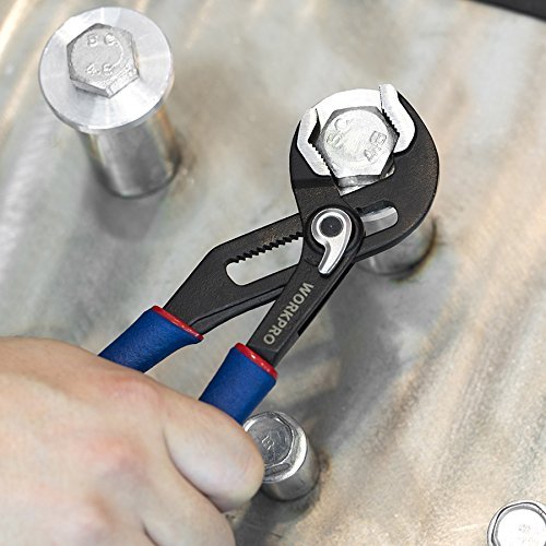 WORKPRO 2 piezas- Alicates Extensible, Alicate de Pico de Loro con Ranura Curvada, Liberación Rápida