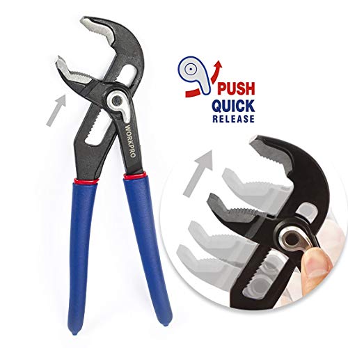 WORKPRO 2 piezas- Alicates Extensible, Alicate de Pico de Loro con Ranura Curvada, Liberación Rápida