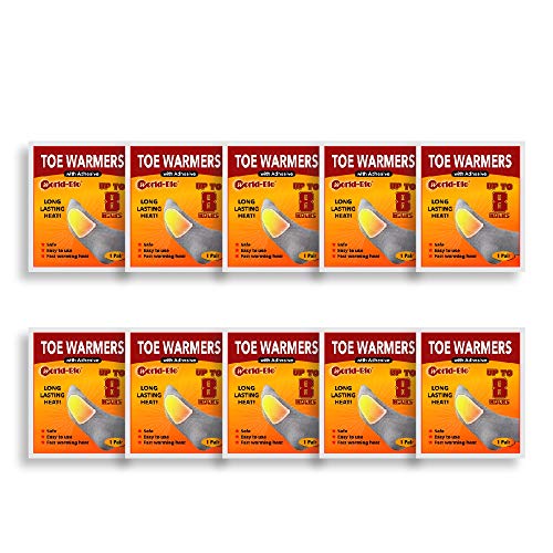 WORLD-BIO Calentadores de pies y pie Adhesivo desechable autocalentable Activado por Aire para Zapatos, Senderismo de Invierno, Ciclismo, Pesca, Caza, Camping, etc - 10 Pares