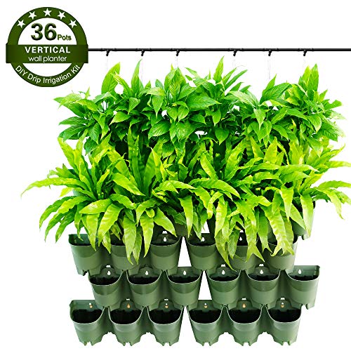 Worth Garden 36 Bolsillos Sembradora Vertical de jardín de Interior/Exterior decoración de Plantas Sistema de riego por Goteo