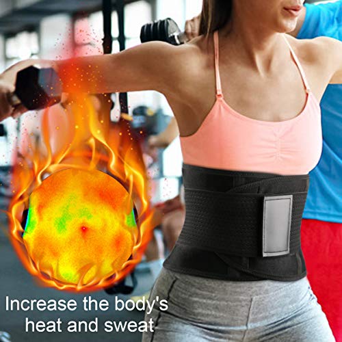 WOSTOO Mujer Cintura Entrenador, Fajas Reductoras Adelgazantes Mujer Fajas Reductoras Adelgazantes Faja Reductora Cinturón Lumbar Abdomen Adjustable para Deporte Fitness - Negro