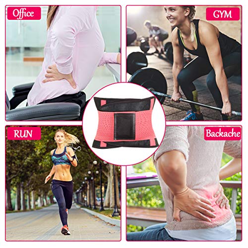 WOSTOO Mujer Cintura Entrenador, Fajas Reductoras Adelgazantes Mujer Fajas Reductoras Adelgazantes Faja Reductora Cinturón Lumbar Abdomen Adjustable para Deporte Fitness - Rosa