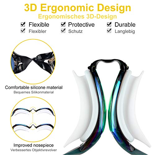 WOTEK Gafas de Natacion,Anti-vaho HD y Anti-UV Sin Fugas Gafas Natacion,Set con Puente Nasal Desmontable,Gafas Buceo de Protección para Hombres, Apto para Todo Tipo de Deportes Acuáticos