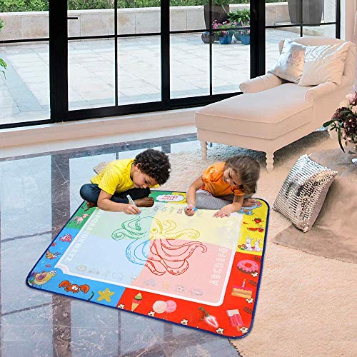 Wrei Agua Dibujo Pintura,110x90 cm Alfombra de Agua Doodle, Pizarra Mágica, Esteras de Agua Doodle. 6 Bolígrafos, 2 Plantillas, 1 Manual de dibujo. Juegos Juguetes Educativo para Niños 2+ años