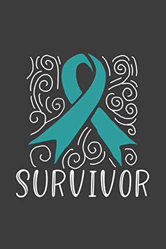Writing About My Health Journey with Ovarian Cancer: College Ruled Notebook (Abstract Survivor Doodle Teal Awareness Ribbon Cover)