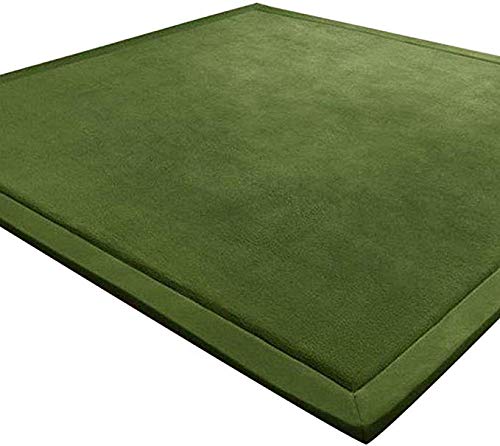 WSZGR Estera De Yoga Almohadillas De Ejercicio,Espesar Guardería Bebé Bebé Niños Niños No-resbalón Alfombras,Terciopelo De Coral Jugar Arrastrándose Estera Verde Oliva 100x200cm/39x79inch