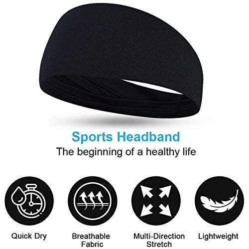 Wuudi Sport - Cinta para el sudor con elástico, para correr, senderismo, bicicleta, yoga y baloncesto (2 unidades)