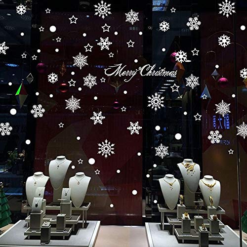 WWHSS -3pcs / Lot Copo de Nieve romántica engomadas de la Pared del Año Nuevo de Cristal Centro Comercial Ventana del escaparate Fondo Adhesivos Decorativos Papa Noel (Color : A, Size : 45 * 60cm)