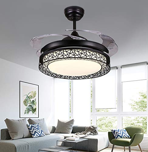 WWWJ - Lámpara de techo con ventilador de ABS, mando a distancia LED de 3 colores de atenuación (cálida, blanca y luz neutra), diseño moderno y sencillo moderno 108X47cm blanco