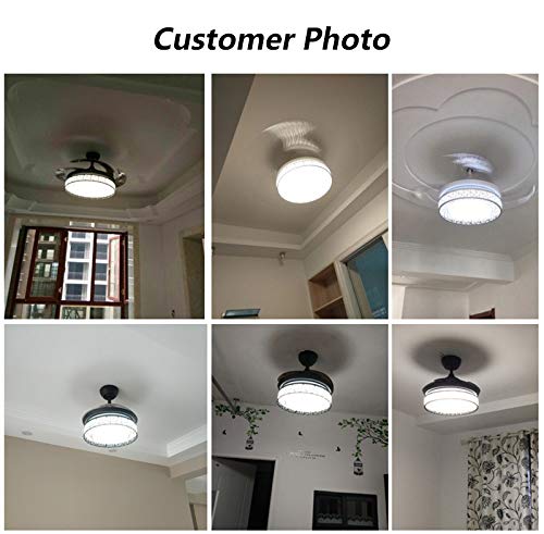 WWWJ - Lámpara de techo con ventilador de ABS, mando a distancia LED de 3 colores de atenuación (cálida, blanca y luz neutra), diseño moderno y sencillo moderno 108X47cm blanco