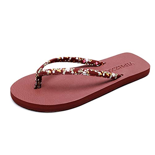 WXFF Comfort tirón de Las Mujeres los Fracasos de Verano Plana talón Antideslizante Sandalias de la Playa para bellezas (Color : Brick Red, Size : 38)