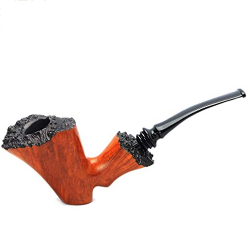 WXYLJ - Pipa de tabaco de madera maciza, hecha a mano, clásica, hecha a mano, diseño de llama, curvado, para cigarrillos