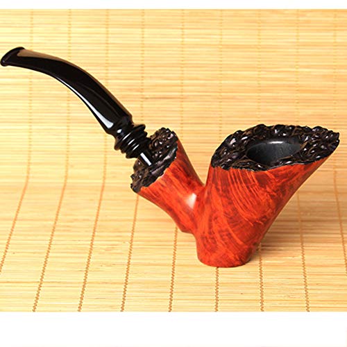 WXYLJ - Pipa de tabaco de madera maciza, hecha a mano, clásica, hecha a mano, diseño de llama, curvado, para cigarrillos